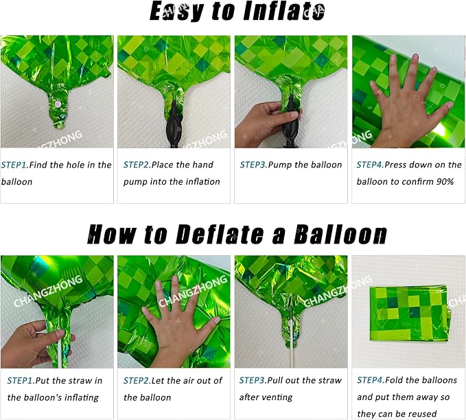 40 inch giant Green pixel miner game number 2 balloon | Large mining theme foil - Image 3