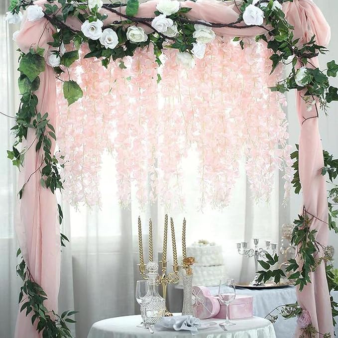 36pcs Artificial Wisteria Flowers 3.6 Feet/Piece Pink Dense Artificial Fake - Image 6