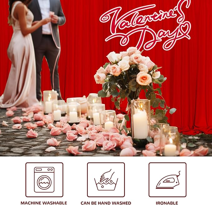 Red Backdrop Curtains for Party Valentine's Day Arch Stage Wedding Ceremony Red - Image 7