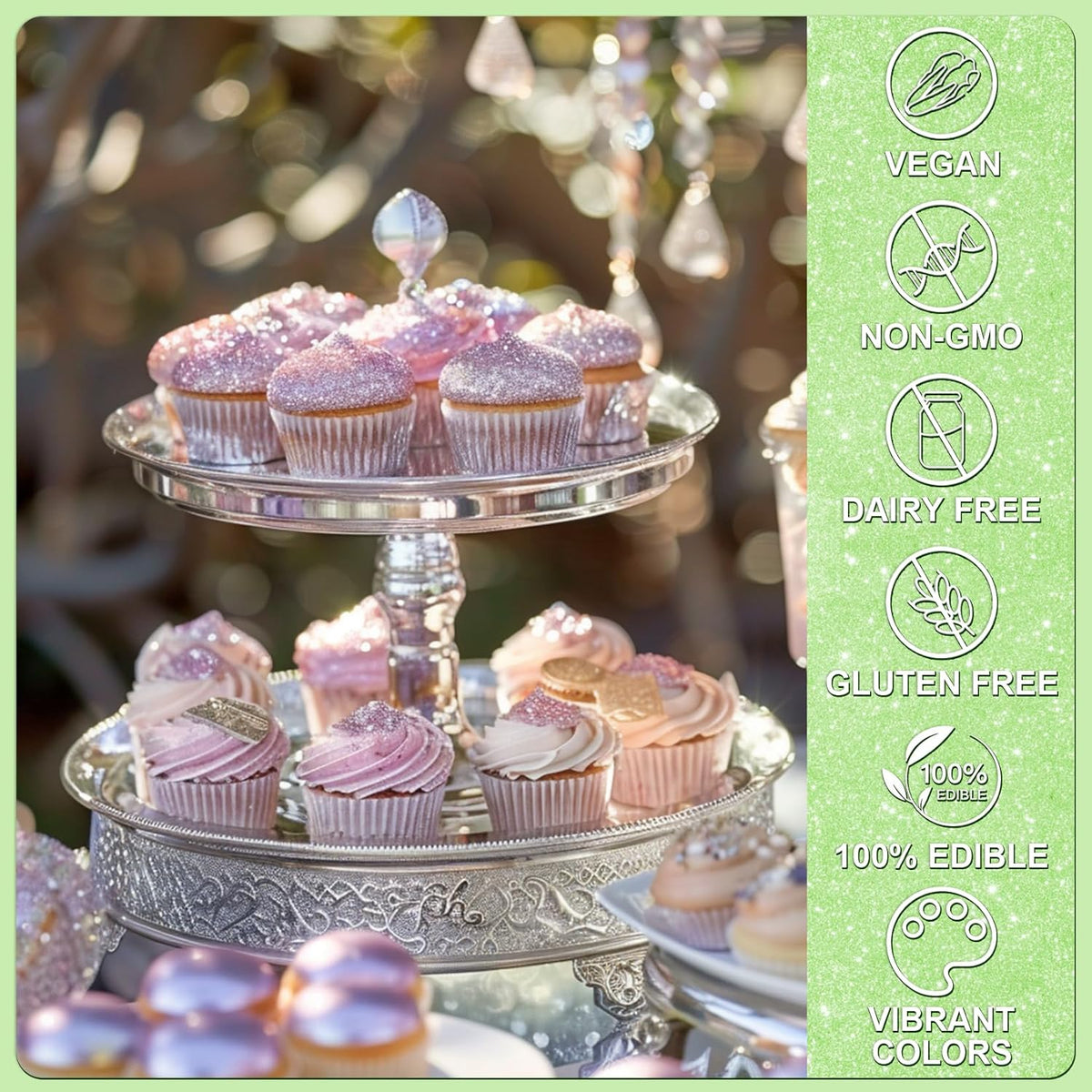 Olive Green Edible Glitter - 5g Food Grade Cake Decorating Shimmering Glitter, Edible Sprinkle Luster Dust for Drinks, Chocolates, Fondant, Strawberries, Cupcakes, Candy, Cookie - Vegan
