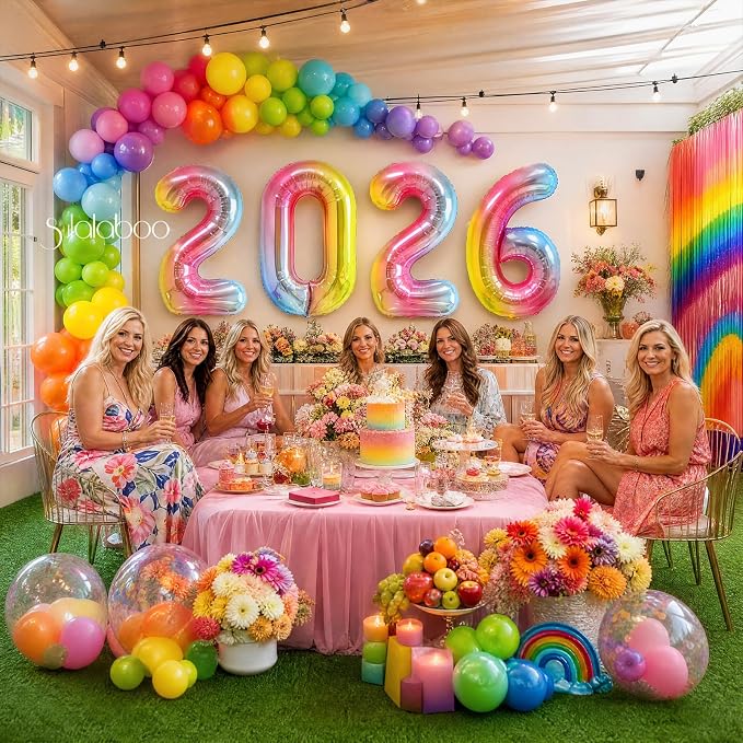 Rainbow Gradient Number 7 Balloon 40 Inch Big Large Balloons 0-9 | 7th Helium - Image 5