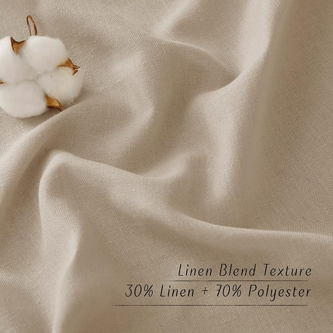NICETOWN Thick Linen Blend Taupe Curtains 120 inches Long, Grommet Bedroom - Image 4