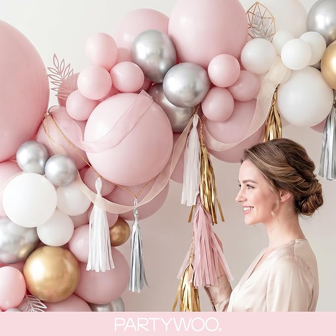 PartyWoo Pale Pink Balloons 100pcs Light Pastel Baby Pink Color | 36 18 12 10 5 - Image 9