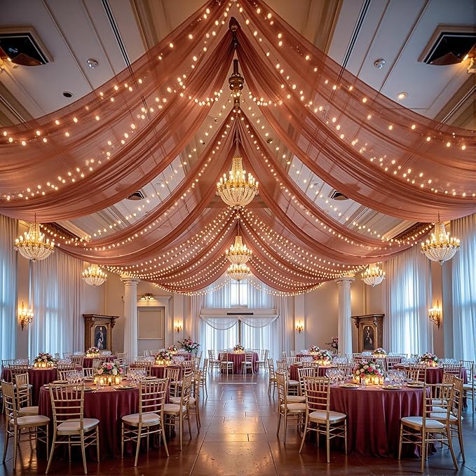 6 Panels Caramel Ceiling Drapes - Image 6