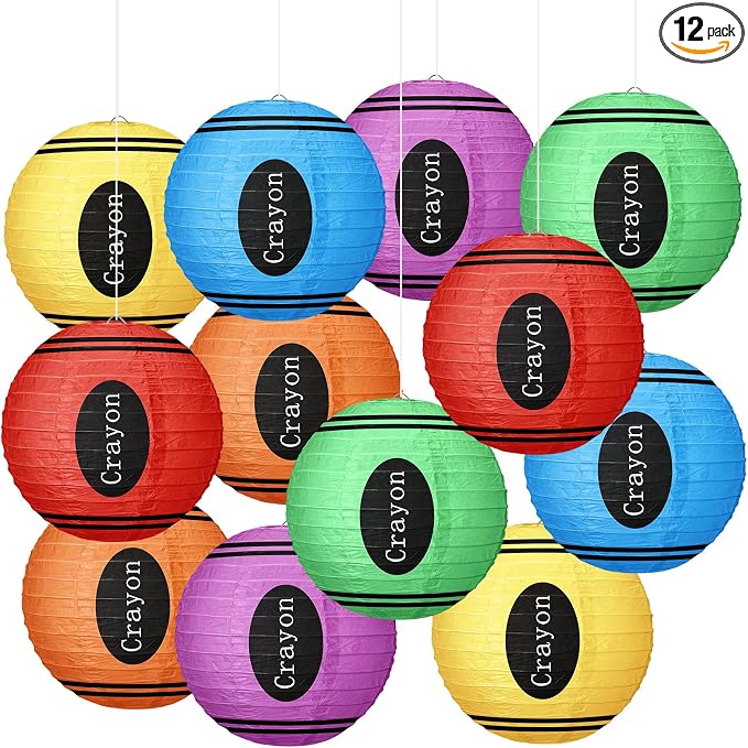 12 Pcs Back to School Classroom Crayon Paper Lanterns 10 Inch Crayon Classroom by Retisee
