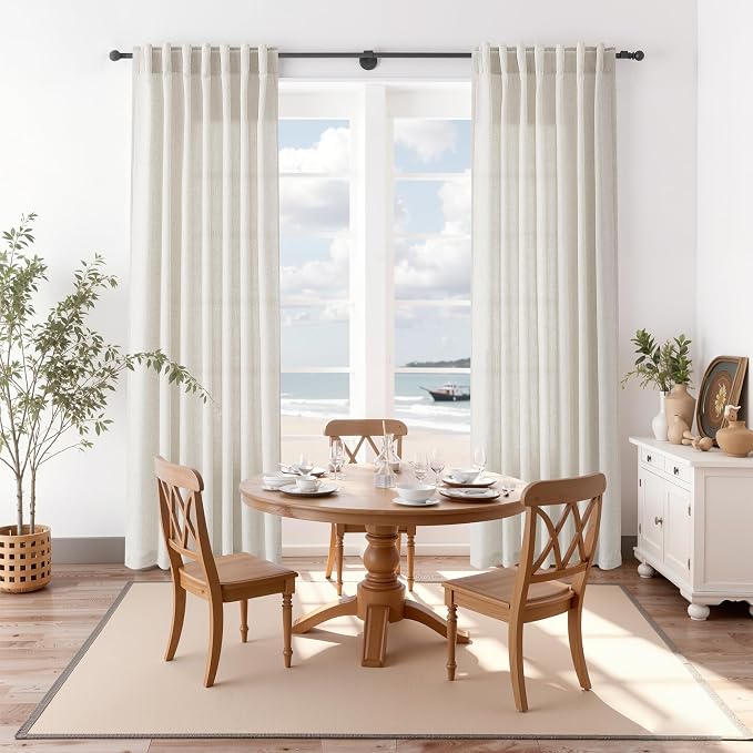 Pearl White Linen Curtains 84 Inches Long - Image 8