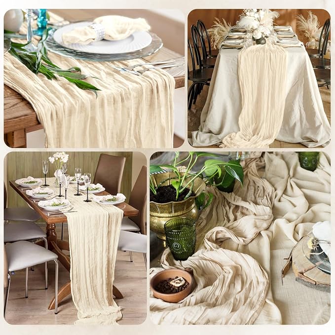 12 Pack Ivory Cheesecloth Table Runner 17x108 Inch Semi Sheer Boho Gauze Cheese - Image 7