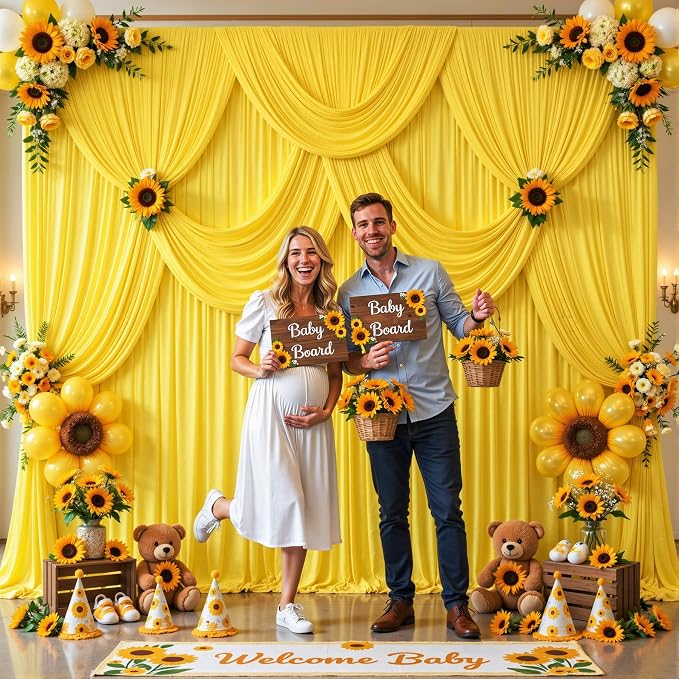 4 Panels Yellow Backdrop Curtains - Image 3