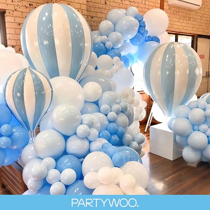 PartyWoo Light Blue Balloons 140pcs Different Sizes Pack of 18 12 10 5 Inch - Image 8