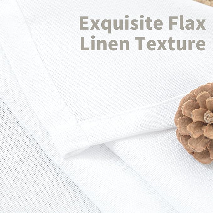 YoungsTex 40 Inches Long White Linen Curtains, Short Drapes - Image 7