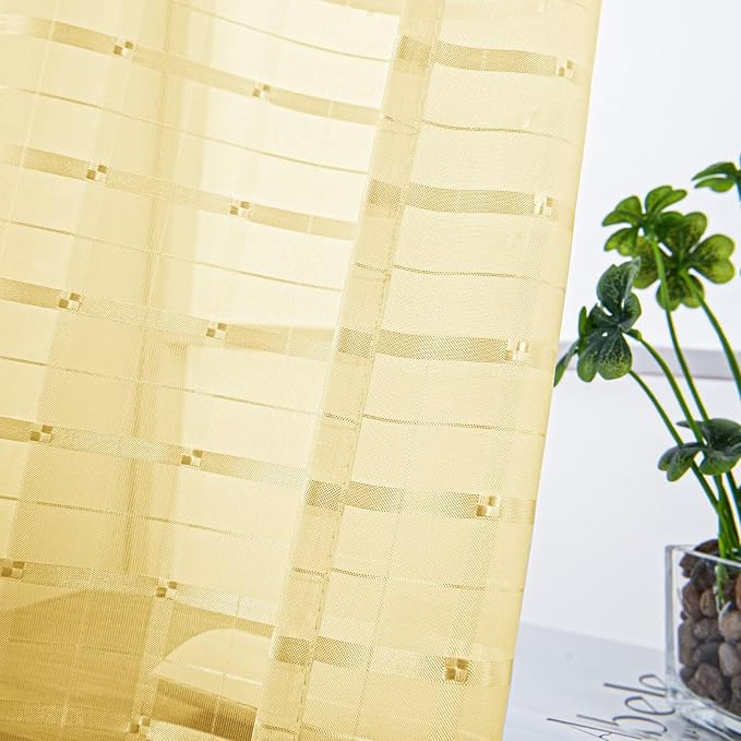 SpaceDresser Check Sheer Curtains 54 Inches Long - Image 2