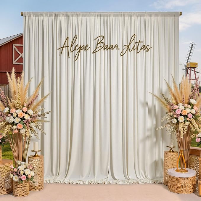 50ftx10ft Wrinkle Free Beige Backdrop Curtains - Image 7