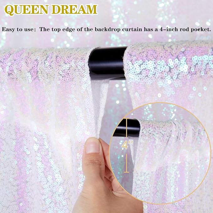Backdrop Curtains Glitter 6 Panels Iridescent Sequin Background 2ftx8ft | - Image 5