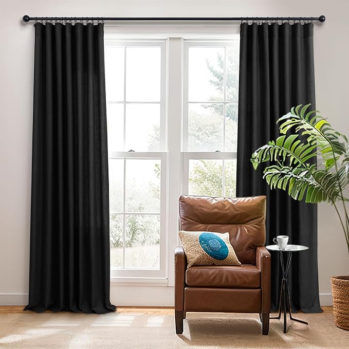 Modern Black Linen Curtains 96 Inches Long - Image 7