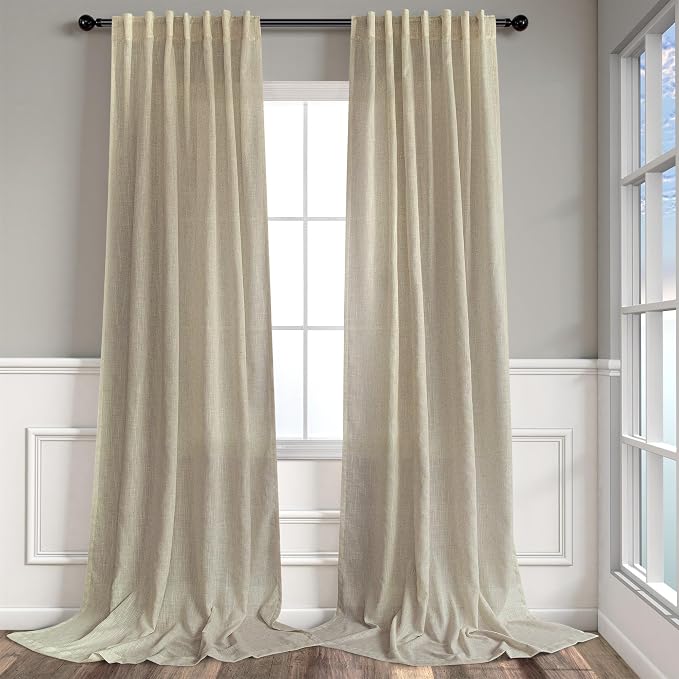 90 Inch Linen Curtains 2 Panels by Pitalk