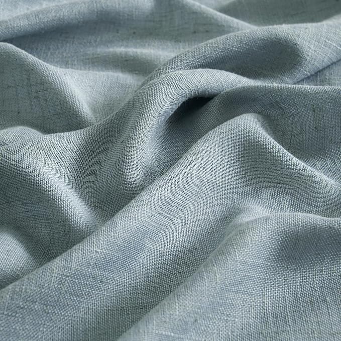 MIULEE Dusty Blue Linen Curtains 52x72 Inch 2 Panel - Image 3