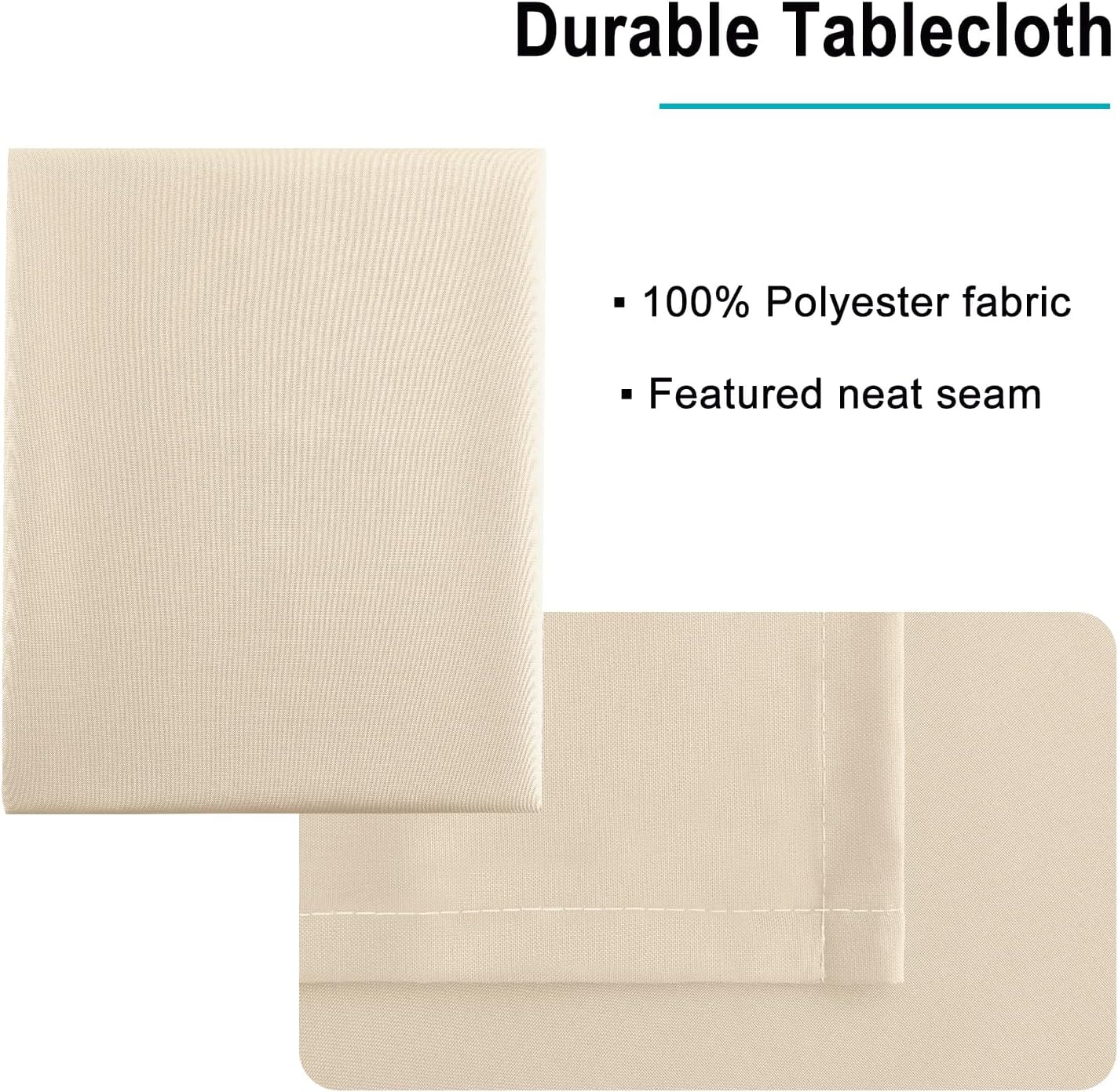 Hiasan Waterproof Tablecloth Rectangle - Washable Fabric Table Cloth for Dining Room Kitchen Birthday Party and Outdoor Use, Beige, 54 x 120 Inch