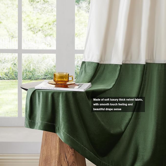 BULBUL Luxury Ivory Green Curtains 90 inches - Image 5