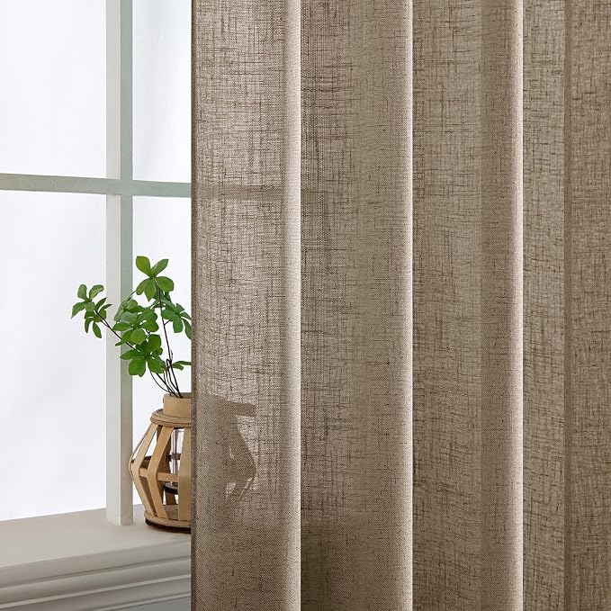 MIULEE Taupe Grey Linen Curtains 52x72 Inch Length 2 Panels - Image 5