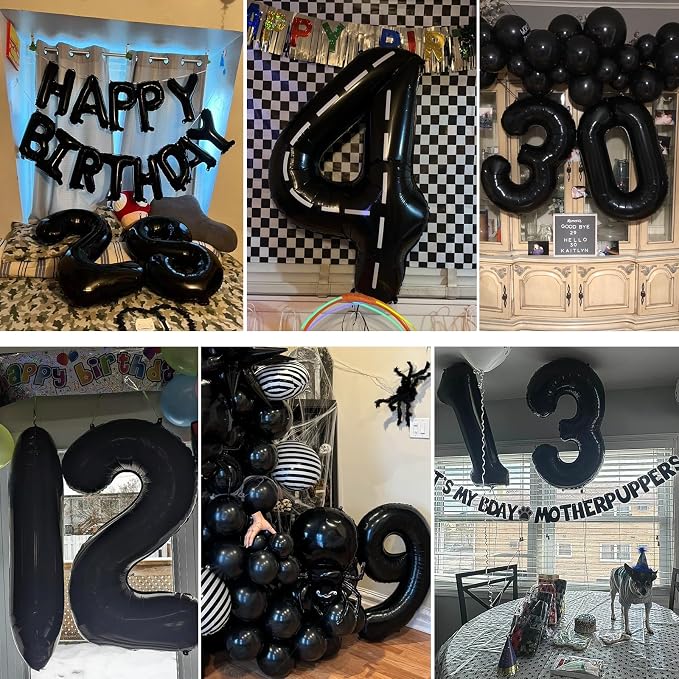 40 inch Number Balloon 0-9 Black Large Number 1 Balloons, Digital Balloons - Image 8