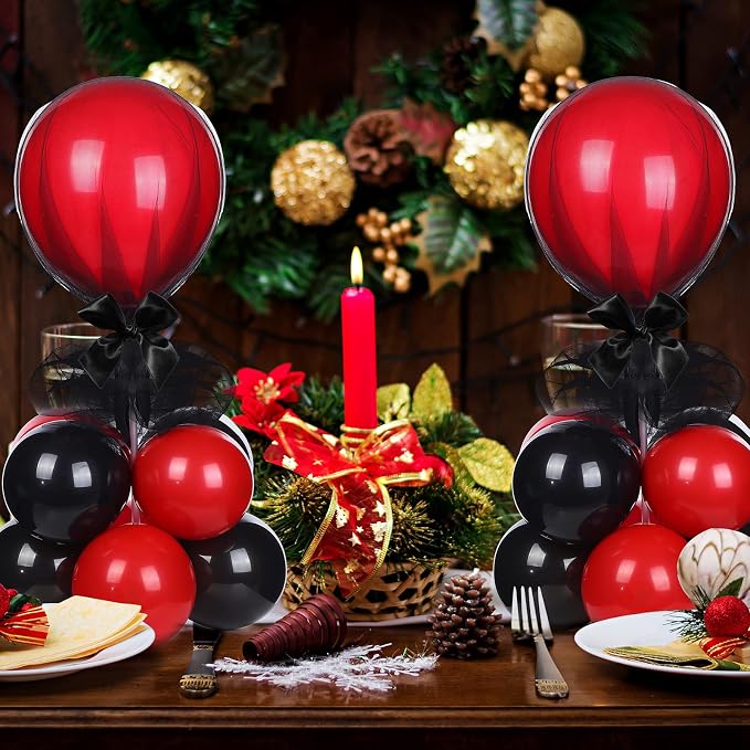 BBTO 8 Set Black and Red Table Centerpieces Balloons Stand Kit, Latex Balloons - Image 5