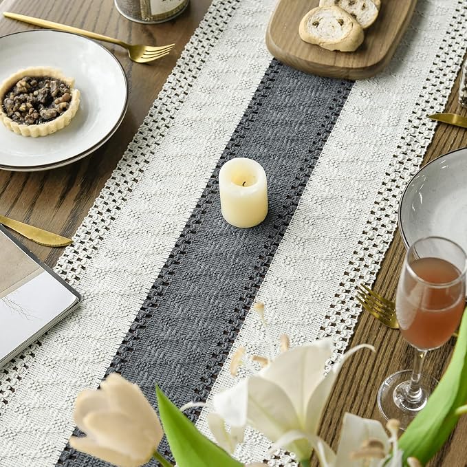 Artoid Mode Dark Grey Farmhouse Rustic Table Runner 12x36 Inch | Seasonal - Image 4
