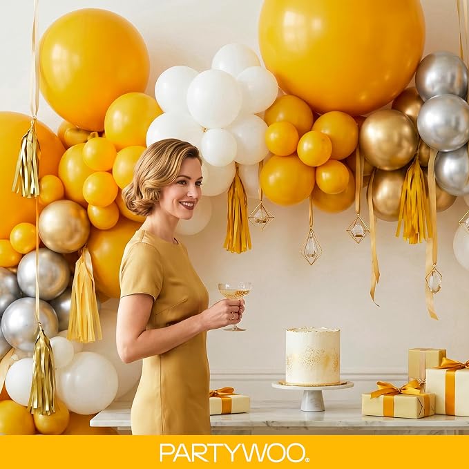 PartyWoo Yellow Mustard Yellow Balloons 100pcs Different Sizes | Balloons - Image 9