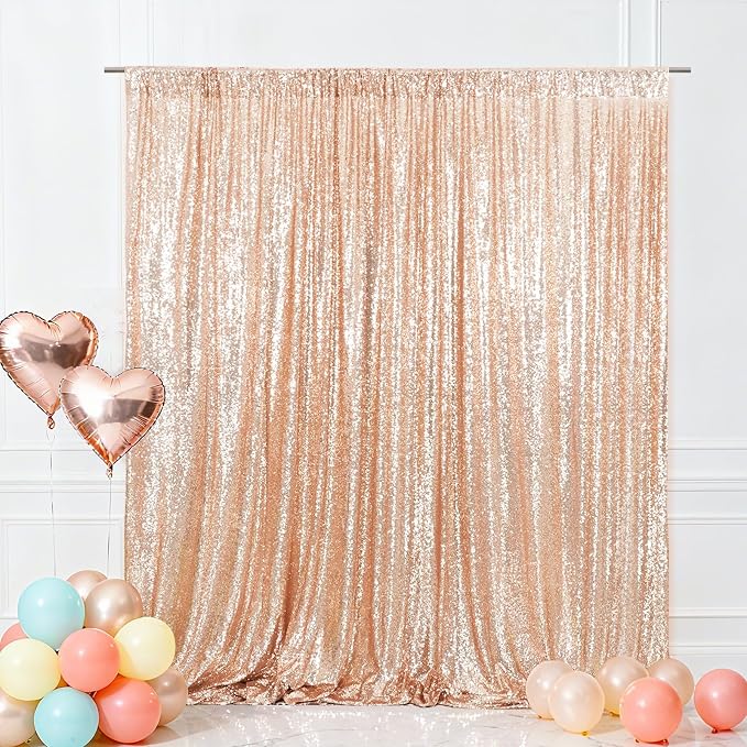 Eternal Beauty Rose Gold 3mm Sequin Backdrop 10x10 Ft by EternalBeauty
