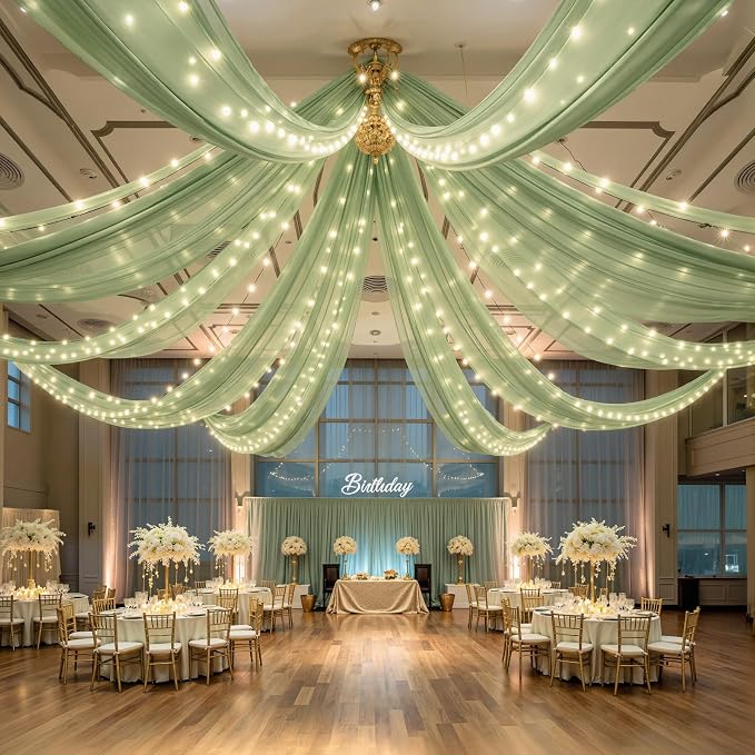 6 Panels Green Ceiling Curtains - Image 6