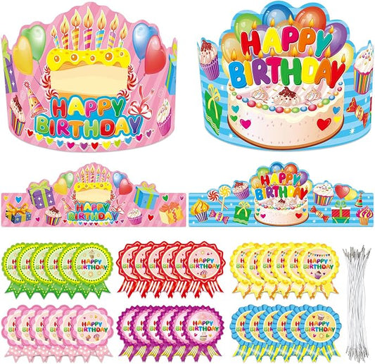 WorldBazaar Birthday Crowns for Kids Classroom 36 Pack | Happy birthday hats by WorldBazaar