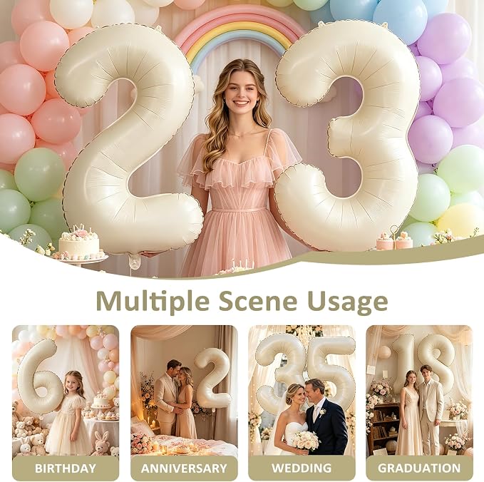 40 Inch Beige Number 9 Balloons - Image 9