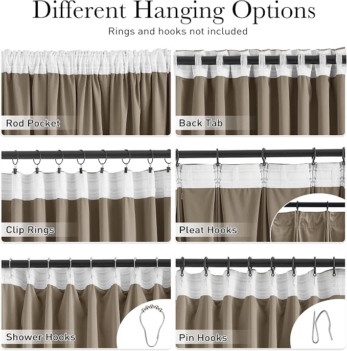 Camel Beige Velvet Curtains Back Tab Thermal Insulated Privacy Room Divider - Image 2