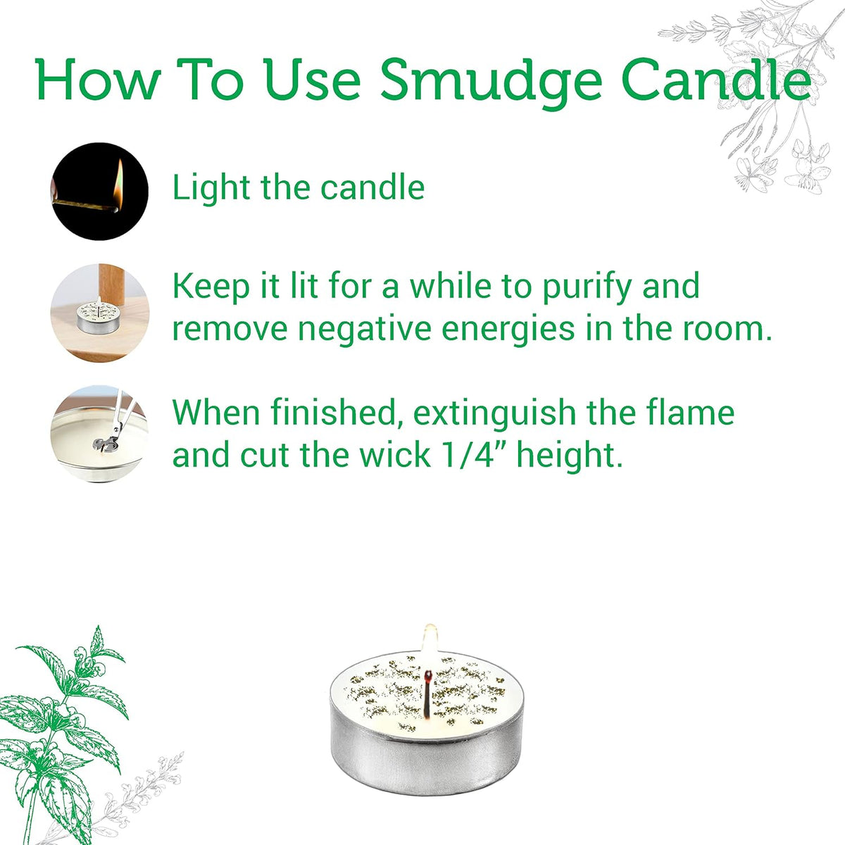 SOUL STICKS 12 Pack Little Smudgies Tealight Candles Smudge Candle for Cleansing House, Meditation, Chakra Healing | Made with Crystals and Herbs (White Sage & Peppermint)