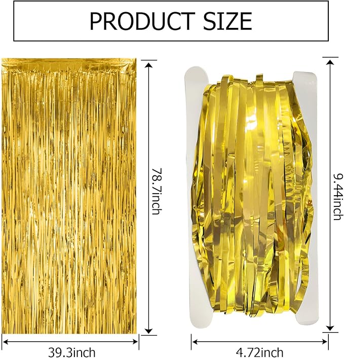 5 Pack Gold Fringe Curtain Backdrop Tinsel Streamers Birthday Party Decorations - Image 7