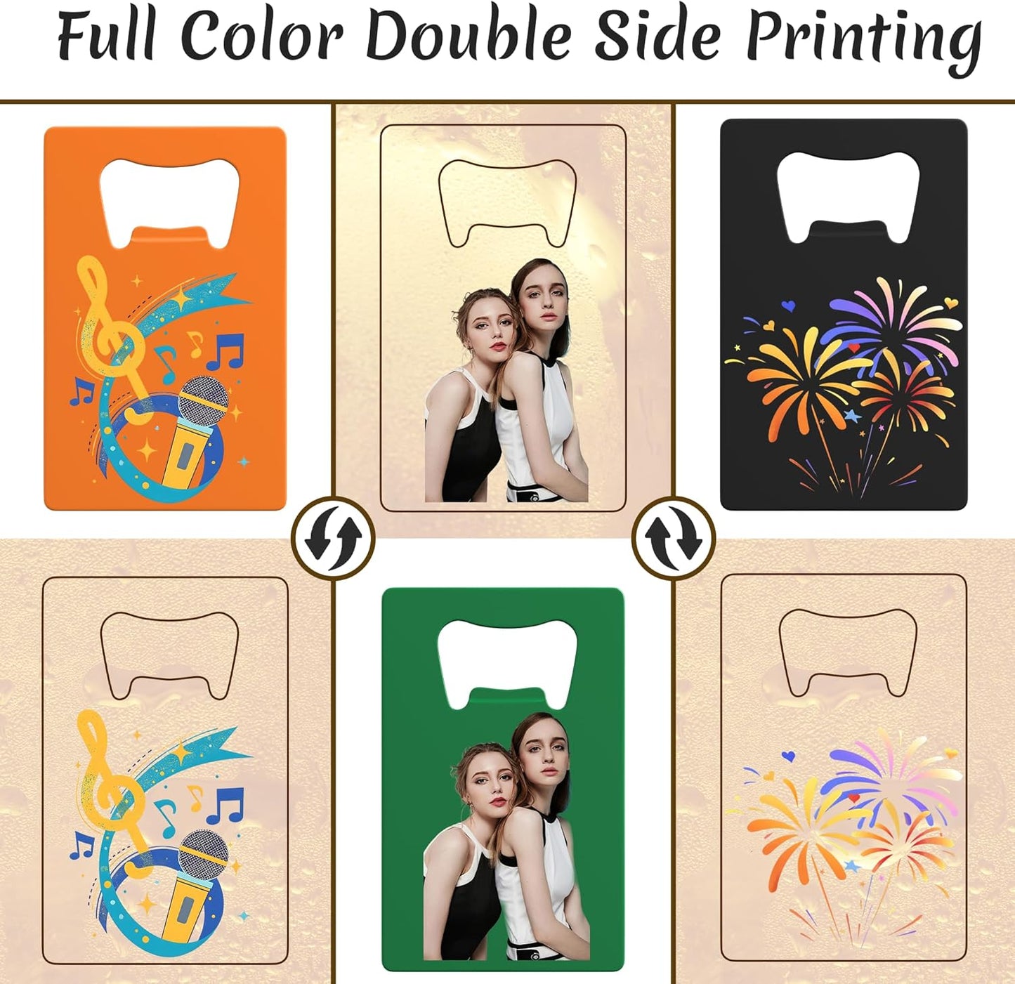 4-100 Pcs Personalized Bottle Opener, Custom Stainless Steel Credit Card Bottle Opener, Full Color Print for 6 Color, Design Your Text Logo for Bar, Wedding, Anniversaries, Party (Green)