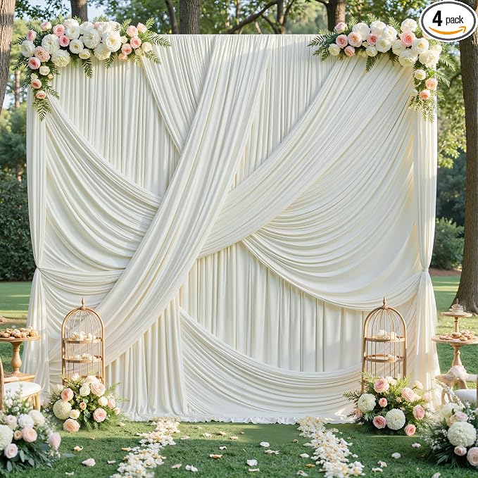 20ft×12ft Ivory Backdrop Curtain by PartyVillage