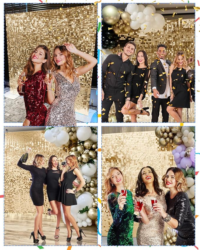 Light Gold Shimmer Wall Backdrop 12 Panels Cover 4 x 3 Ft, Photo Backdrops - Image 4