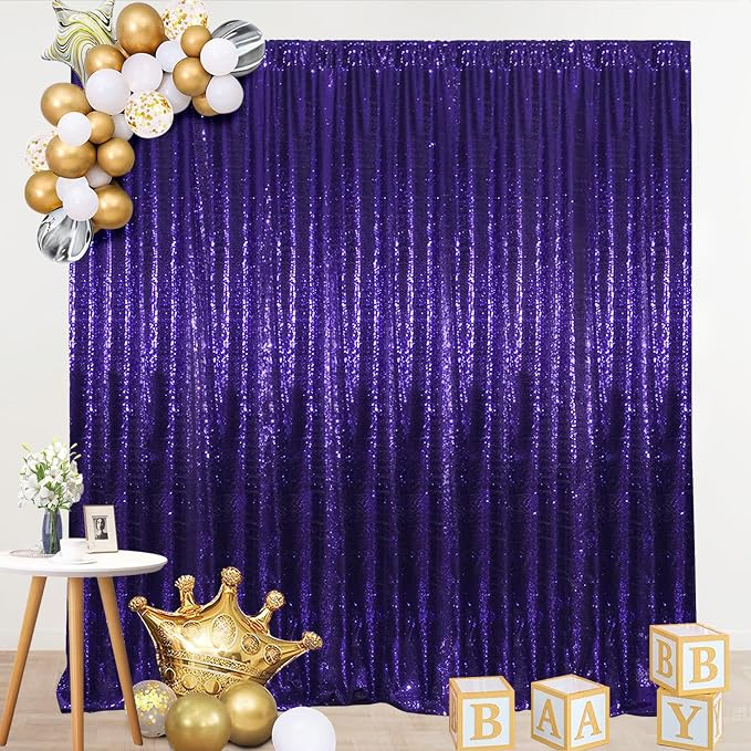 SquarePie 8x10ft Purple Sequin Backdrop, High Density Non-Transparent Glitter - Image 6