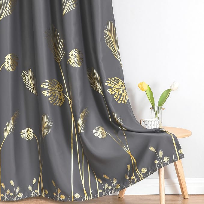 Dark Grey Blackout Curtains & Drapes 90 Inch Length 2 Panels Set - Image 7