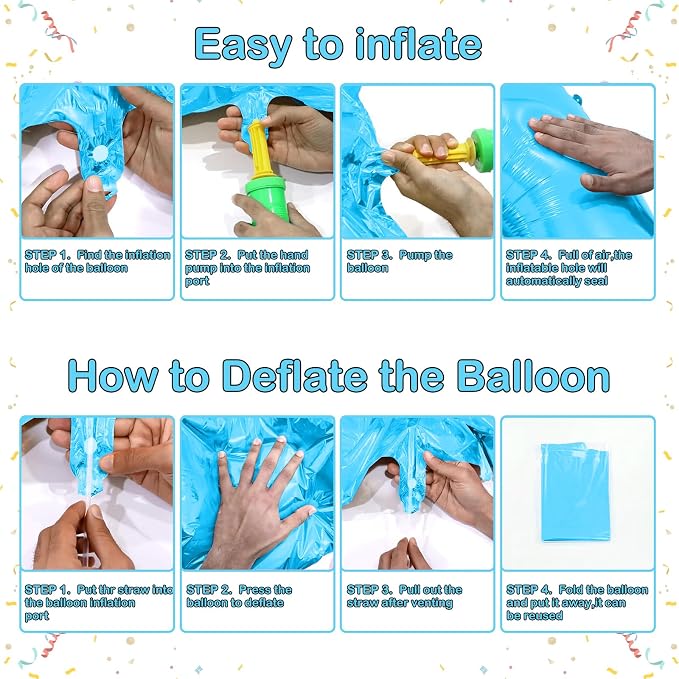 40 Inch Blue Number Balloons, Helium Mylar Foil Number Balloons - Image 4