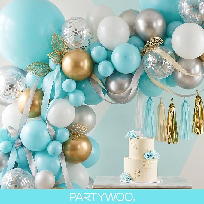 PartyWoo Teal Balloons 123pcs Turquoise Dark Teal Color 5 Inch | 18 12 10 5 - Image 8