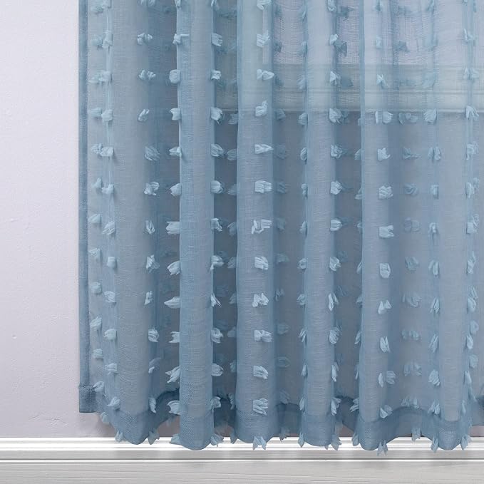 KOUFALL Dusty Blue Sheer Curtains - Image 6