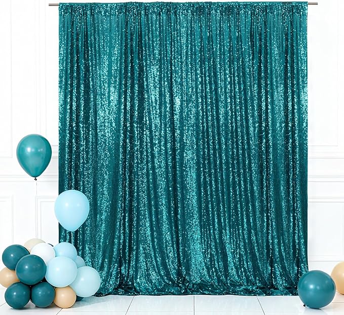 Eternal Beauty Teal 3mm Sequin Backdrop 6x8 Ft by EternalBeauty