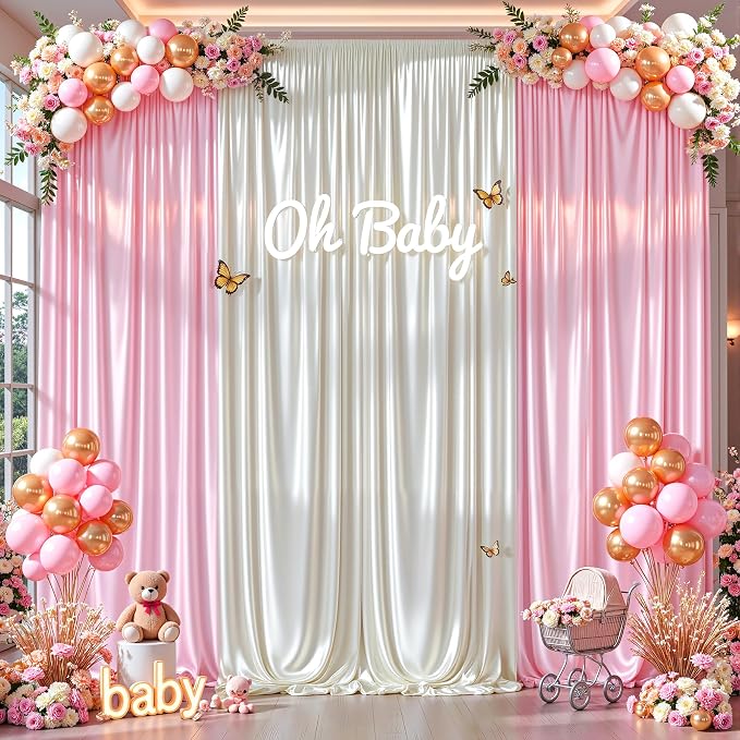 30x10ft Ivory Glitter Backdrop Curtain - Image 6