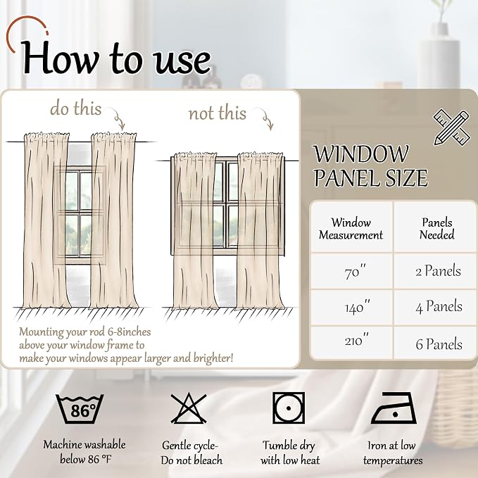 Floral Sheer Curtains for Bedroom Window 72 Inch Length 2 Panels, Farmhouse - Image 8