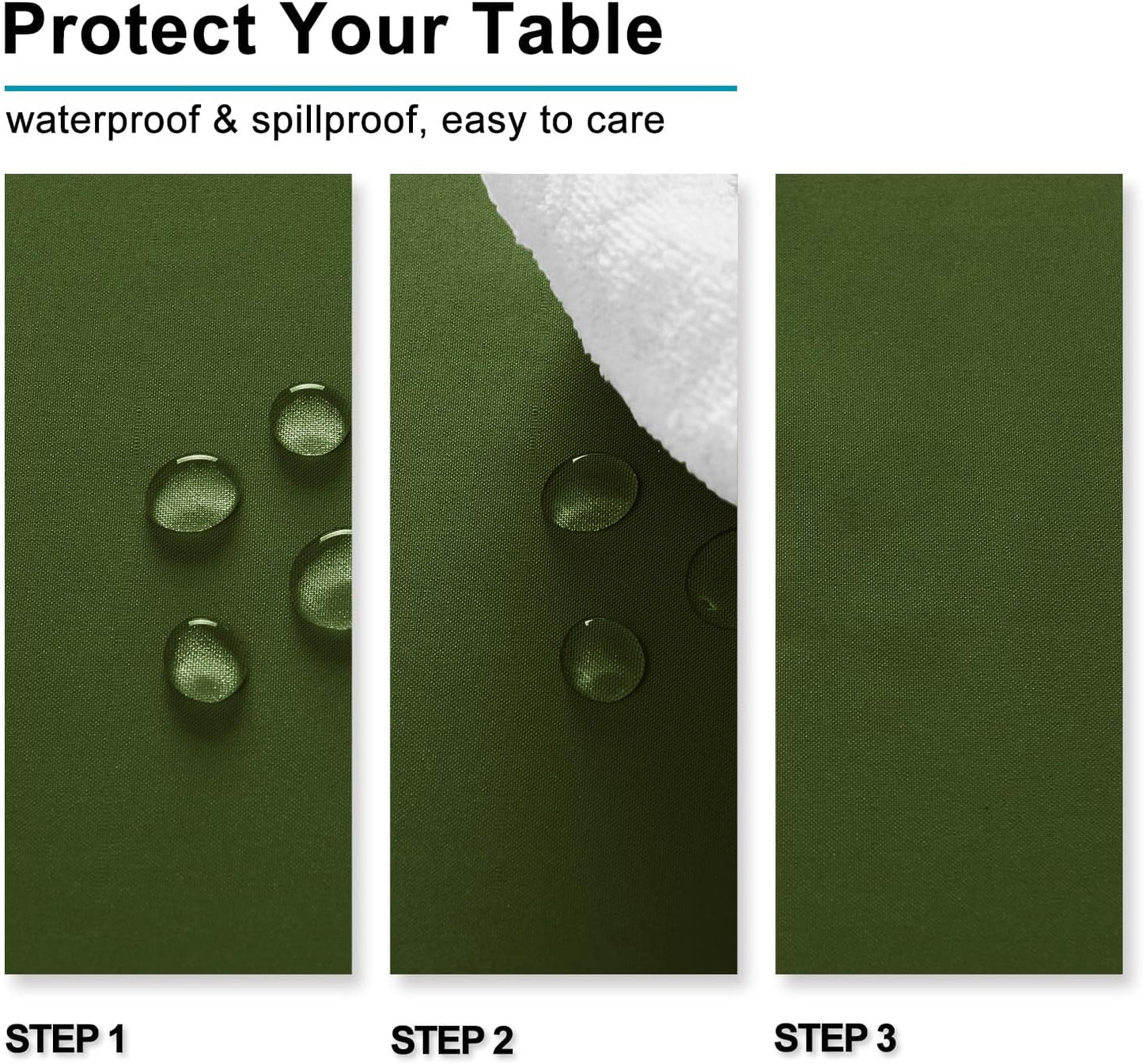 Hiasan Olive Green Rectangle Tablecloth - Waterproof Washable Polyester Christmas Fabric Table Cloth for Buffect Dining Birthday Party Wedding, 54 x 80 Inch