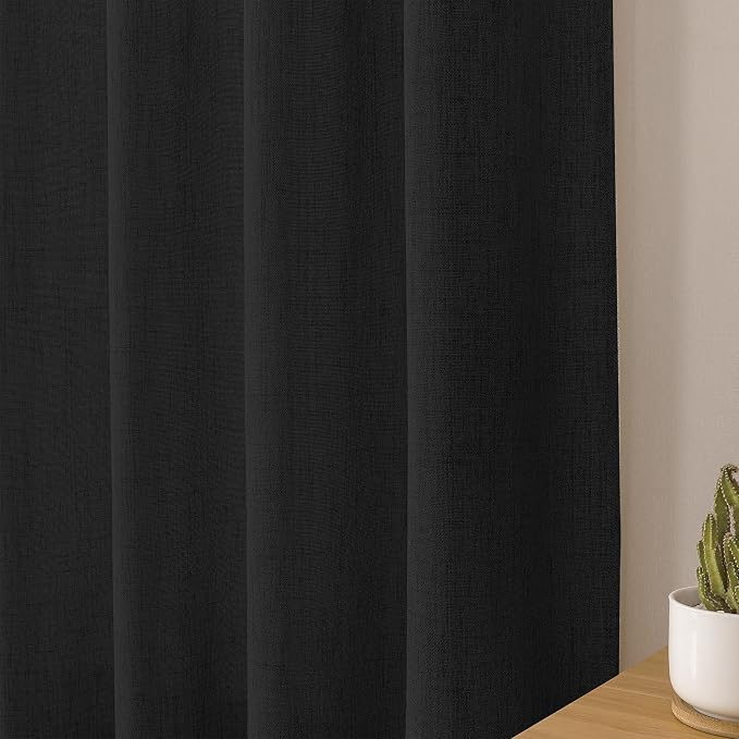 Tollpiz Short Linen Curtains Living Room Rod Pocket Semi Sheer Curtain Burlap - Image 8
