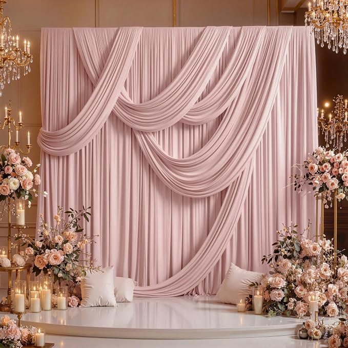 10ft x 15ft Dusty Pink Backdrop Curtains - Image 3