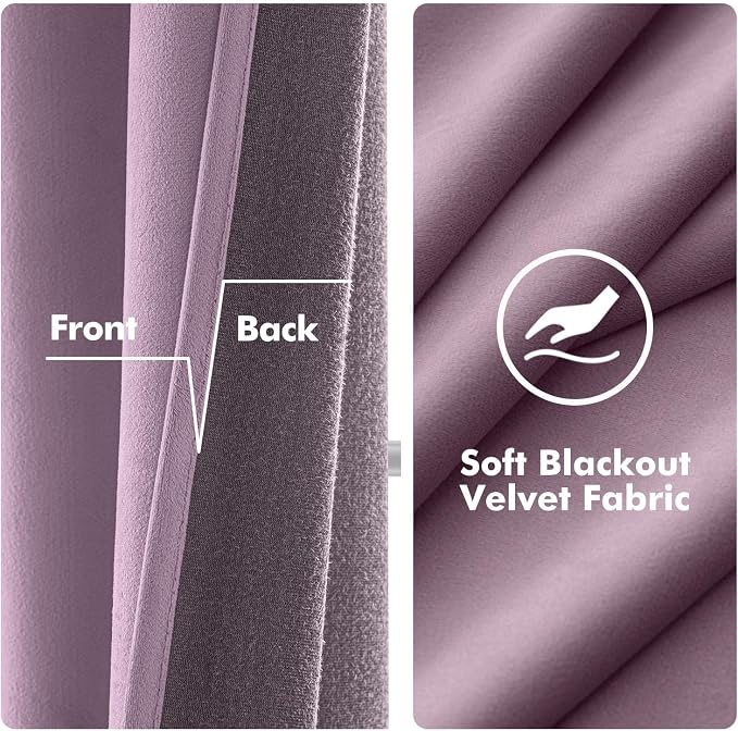 MIULEE Velvet Curtains Lavender 52 x 90 Inch Length Set of 2 | Grommet Drapes - Image 3