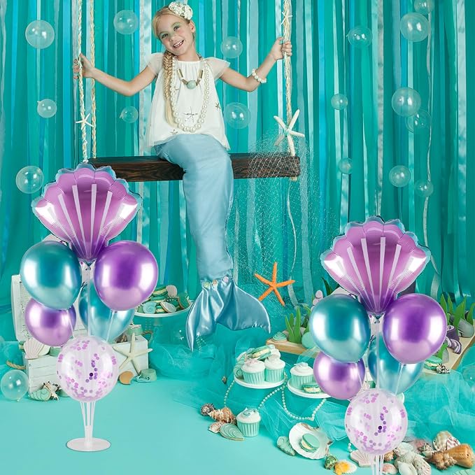 Mermaid Table Centerpiece Balloons Stand Kit, Beach Mermaid Theme Sea Theme - Image 3